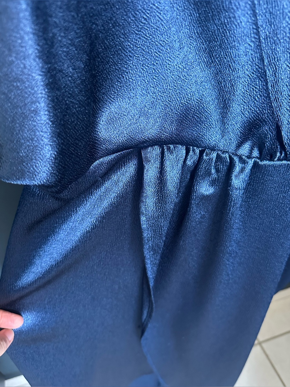 Express Navy Satin Midi Dress Faux Wrap - Picture 8 of 12